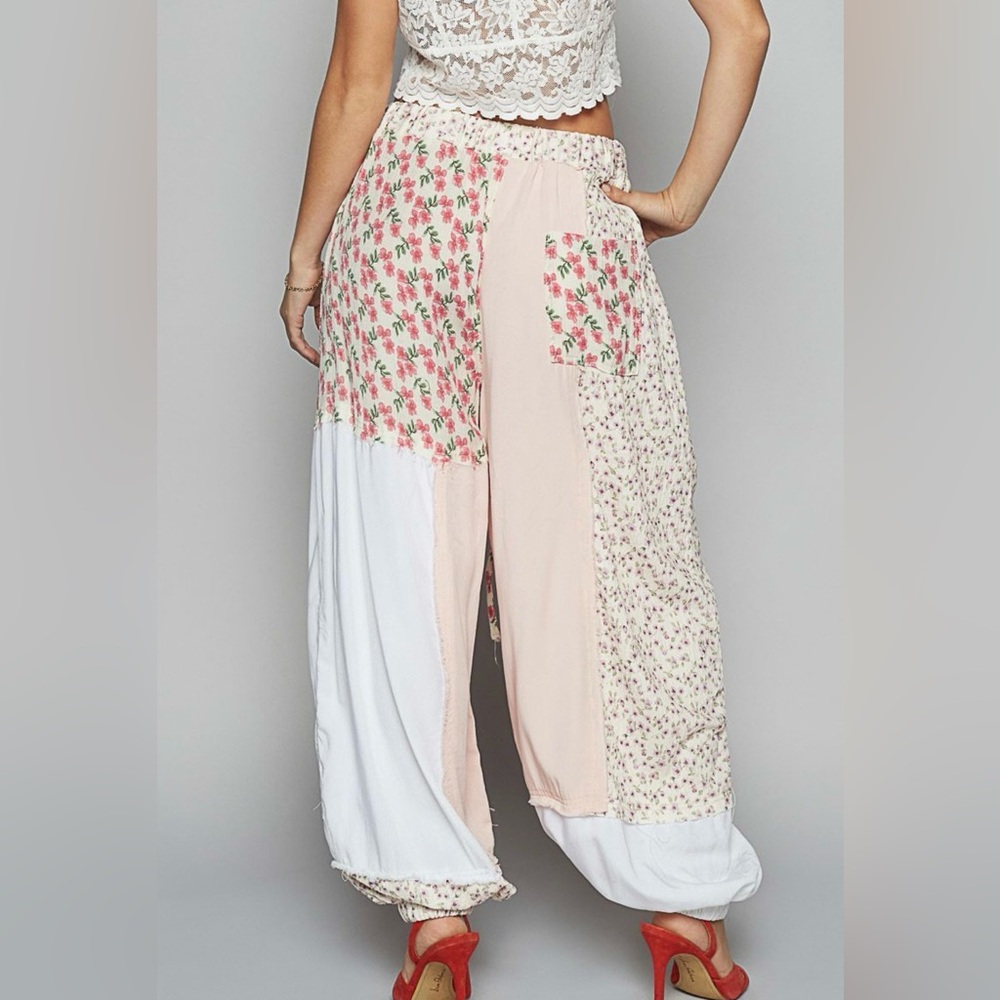 POL Patchwork Boho Pants - Pink and White - Picture 3 of 3